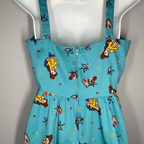 Hot topic Disney Belle Pin Up Dress Size L Blue - Picture 8 of 12
